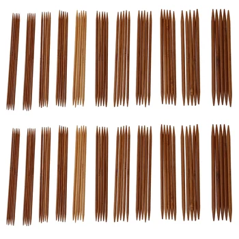 10 Комплектов из 11 размеров 5 дюймов (13 см), наборы для вязания из карбонизированного бамбука с двойным заострением, набор игл (2,0 мм - 5,0 мм)
