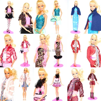 10 Комплектов одежды Уникальный дизайн, разные стили кукольных платьев ручной работы, одежда, костюм, пальто, Брюки, Аксессуары для куклы Барби Kurhn