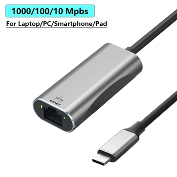 1000 Мбит/с USB C Ethernet Сетевой адаптер Type-C Lan для Ноутбука Macbook Samsung S20 S22 Интернет USB C к RJ45