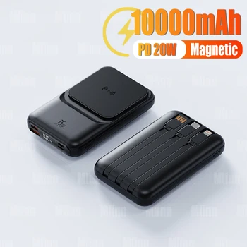 10000 мАч Магнитный Банк Питания PD20W 15 Вт Беспроводная Быстрая Зарядка Портативный Внешний Вспомогательный Аккумулятор MacSafe Для Мобильного Телефона iPhone