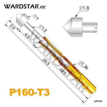 100шт пружинных тестовых щупов P160-T3 диаметром 1,8 мм, длина штыря 24,5 мм (вес пружины хода: 140 г)