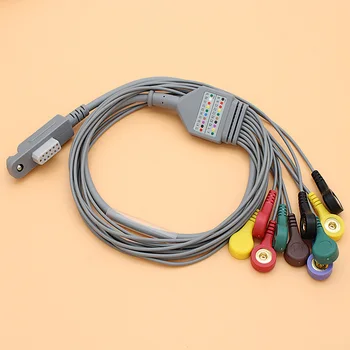 11 контактов, цельный магистральный кабель для ЭКГ-холтеровской диагностики с 10 выводами и провод электрода IEC с защелкой для монитора Jincomed.