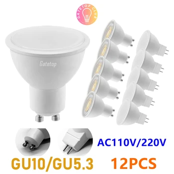 12шт GU10 MR16 Светодиодный Прожектор AC220V AC110V Точечная лампа 3 Вт-8 Вт GU5.3 Осветительная Лампа Для внутреннего Освещения Украшения дома Bombillas