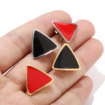 20 штук 18 мм золотых ушных вкладышей с петлями, эмалевые черно-красные изогнутые треугольные геометрические серьги-гвоздики с петлей