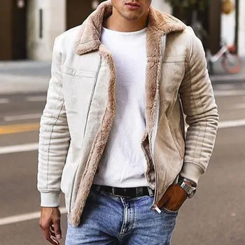 2022 Мужская куртка, Зимнее пальто из искусственного меха, Утолщенная для Тепла Мужская Одежда, Зимняя куртка, Мужская Кожаная куртка
