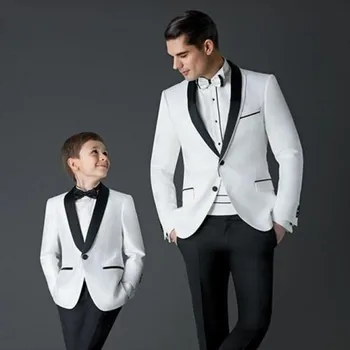 2022 Новые костюмы для мальчиков на свадьбу, Детский костюм, новые черно-белые детские костюмы для выпускного вечера, блейзеры для мальчиков, Смокинг (куртка + Брюки + галстук)