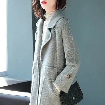 2022 Осенне-зимнее Новое Модное Корейское Повседневное Утягивающее Темпераментное Джокер Высококачественное Шерстяное Пальто Куртка Женская Tide M-4XL