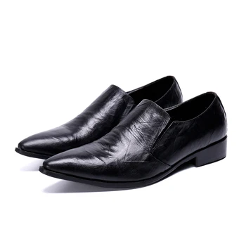 2023 Итальянские черные модельные туфли с острым носком, Классическая осенне-зимняя деловая обувь Для отдыха, мужская офисная обувь из натуральной кожи