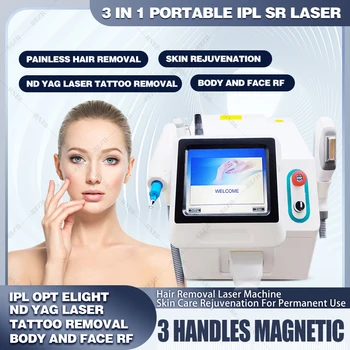 3 В 1 Многофункциональной машине для удаления татуировок nd yag с помощью лазера IPL E-light RF для лазерной эпиляции