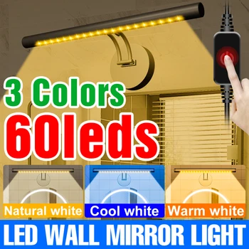3 Цвета Светодиодный настенный светильник 5 В USB, лампа для зеркала для макияжа, Шкафы для ванной Комнаты, Подсветка Зеркала для Туалетного столика, Косметическая лампа Для Спальни