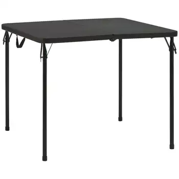 34-дюймовый квадратный стол из смолы, раскладывающийся пополам, насыщенный черный сверхлегкий стол для пеших прогулок, скалолазания, пикника