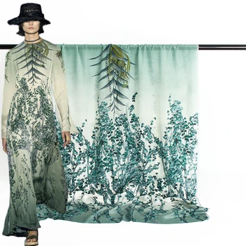 350x146 см, Полиэфирная ткань с принтом зеленого дерева, Роскошный бренд, Модная одежда, ткани для рубашек, ткань для шитья платьев