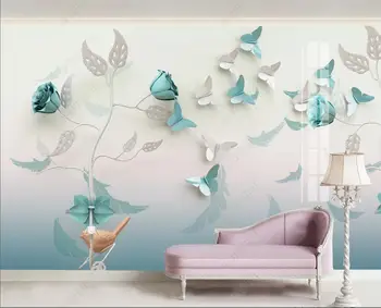 3d обои настенная роспись на заказ Легкая роскошь красивая бабочка цветок гостиная домашний декор фотообои для стен в рулонах