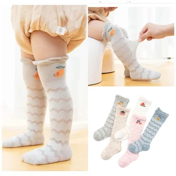 5 пар Летних Детских тонких сетчатых длинных носков для новорожденных девочек и мальчиков, хлопковые гольфы до колена, защита от комаров для новорожденных малышей