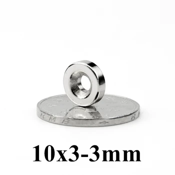 500шт 10x3 мм отверстие: 3 мм Супер сильные Круглые неодимовые кольцевые Магниты с потайной головкой N35 Неодимовый магнит