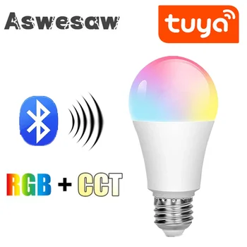 8 Шт., Умная светодиодная лампа Tuya, 10 Вт, Bluetooth-совместимая Лампа E27, RGBW, Светодиодная Лампа, Меняющая Цвет, Лампада RGB + CCT, Декор Для Дома
