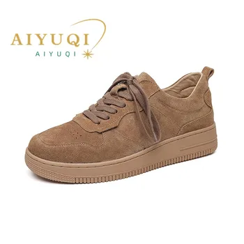 AIYUQI, мужская обувь из натуральной кожи, модная весенняя сетчатая дышащая мужская обувь для морального воспитания, повседневная мужская обувь на шнуровке в стиле ретро