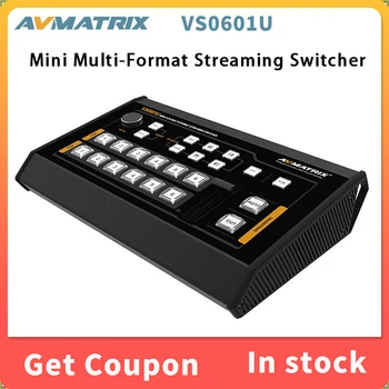 AVMATRIX VS0601U Мини-мультиформатный потоковый видеомикшер с 6-канальными входами 2 × HDMI 4 × SDI, выходом USB Type-C и интерфейсом GPIO