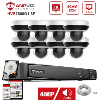 Anpviz 8CH 4K NVR 4MP 4X PTZ Камера IP Система Безопасности POE IP Камера Наружного Видеонаблюдения IP66 Охранное Зрение 30m P2P