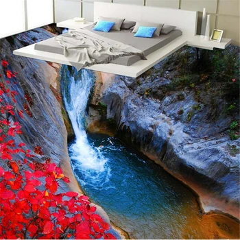 Beibehang Пользовательские фотообои горный ручей красные листья ванная комната ванная комната спальня 3D напольная живопись papel parede фрески