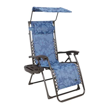 Bliss Hammocks 26-дюймовое Широкое кресло с нулевой гравитацией с регулируемым козырьком от солнца, подносом для напитков и регулируемой подушкой, вместимостью 300 фунтов