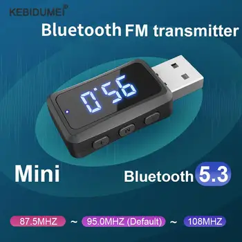 Bluetooth 5.3 Передатчик Приемник 87,5-108 МГц FM-Адаптер Громкой Связи Вызов Mini USB Power Автомобильный Комплект Авто Беспроводной Аудио FM-радио