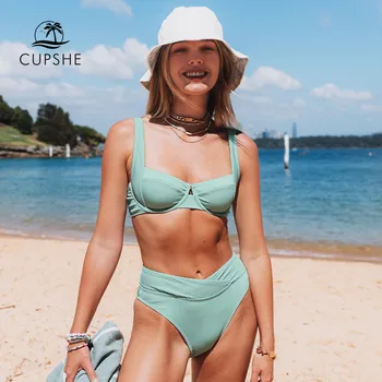 CUPSHE Комплект Бикини с высокой талией, купальник для женщин, двойка, пляжная одежда 2023, купальный костюм, купальники