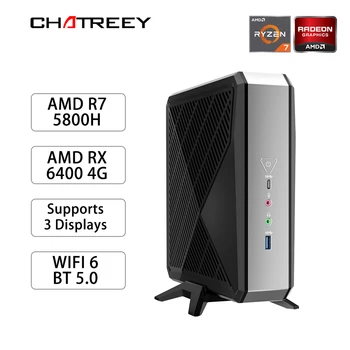 Chatreey AG1 Мини-ПК AMD Ryzen 7 5800H с AMD Radeon RX 6400 4G Игровой настольный Компьютер PCIE 3,0 Wifi 6 BT5.0