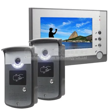 DIYSECUR 2 Камеры 1 Монитор, 7-дюймовый видеодомофон, домофон, разблокировка громкой связи, светодиодная камера ночного видения