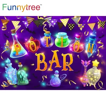 Funnytree Potion Bar Фон для Хэллоуина, Раскрывающий Пол, Девичник, Вампирина, День Рождения, Выпускной, Фон для Вечеринки, Баннер, Принадлежности
