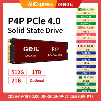GeIL P4P M2 SSD 256GB 512gb 1T 2t 4T 8T Внутренний твердотельный накопитель M.2 NVME 1.4 PCIe 4.0 Gen 4X4 2280 Для Настольных кэшей Ноутбуков