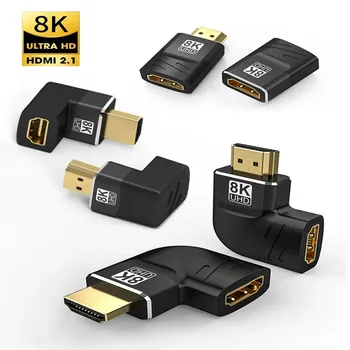 HDMI 2.1 Адаптер Конвертер 90 270 Градусов Прямоугольной Дуги HDMI 8K @ 60Hz Соединитель между мужчинами и Женщинами HDMI Кабельный Разъем для ПК Ноутбука