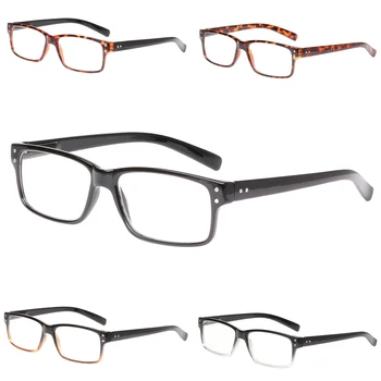 Henotin Классические очки для чтения в прямоугольной оправе с пружинным шарниром для мужчин и женщин, очки по рецепту Высокой четкости, диоптрий 0 ~ 600