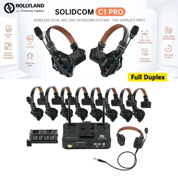Hollyland Solidcom C1 Pro Модернизированная беспроводная гарнитура внутренней связи 1100ft Team Система двусторонней связи гарнитуры для производства фильмов