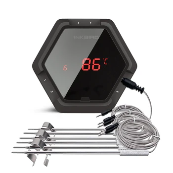 INKBIRD Bluetooth-совместимый Термометр для мяса, 150-футовый термометр для барбекю IBT-6XS с 6 датчиками температуры из нержавеющей стали