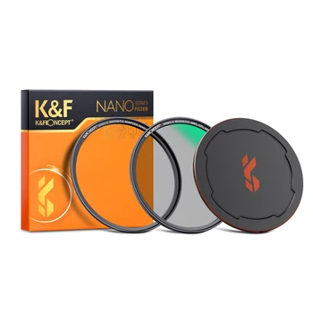 K & F Concept Nano-X Магнитный Всасывающий CPL-фильтр 49 мм-82 мм С покрытием от воды и пыли С магнитной крышкой объектива и Переходным кольцом