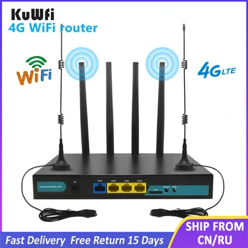 KuWFi 4G LTE Wifi Маршрутизатор 3G/4G SIM-карта Маршрутизатор CAT4 150 Мбит/с Промышленный Беспроводной CPE 32 Пользователя Wi-Fi RJ45 Внешние Антенны 4 шт.