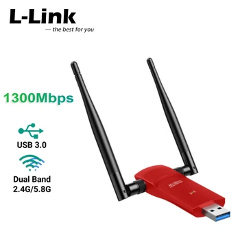 L-Link 1300 Мбит/с Беспроводной WiFi Адаптер Интернет Сетевая карта USB3.0 WiFi Ключ для Портативных ПК Двухдиапазонная антенна 2,4 G/5,8 GHz 5dBi