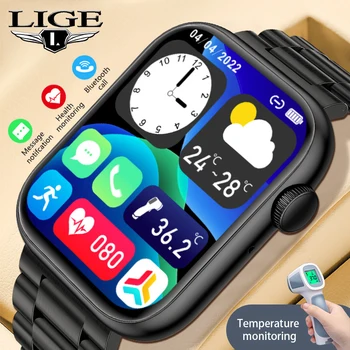 LIGE1.81 дюймовые умные часы с Bluetooth-вызовом для мужчин, поддержка 120 Спортивных женских смарт-часов с температурным монитором для Xiaomi Huawei Samsung
