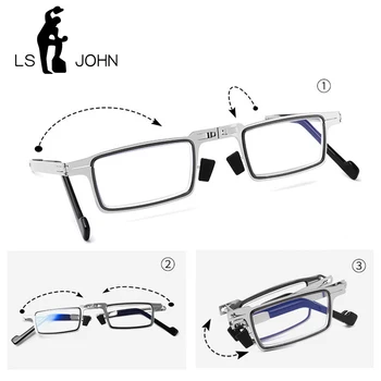 LS JOHN Складные Очки для чтения Мужчины Женщины Наивысшего Качества Квадратные Анти-Синие Лучи Складные Очки для дальнозоркости от + 1,0 до + 4,0