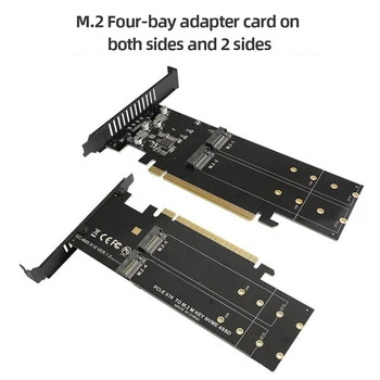 M.2 Карта расширения NVME Металлическая Плата адаптера PCIE 3,0x16 M Key SSD Riser Card 4 Слота Поддерживает Raid с радиатором
