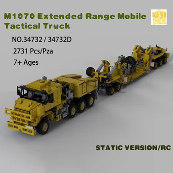 MOC 34732 M1070 Мобильный тактический грузовик повышенной дальности с тележкой Здание 8x6 Сверхмощный Транспортер Блоки Кирпичи Рождество