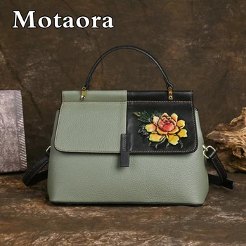 MOTAORA Винтажные кошельки и сумки из натуральной кожи с цветочным рисунком, женская сумка через плечо, женские дизайнерские роскошные женские сумки