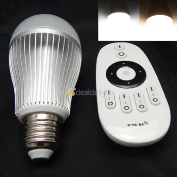 Mi.Light 2,4 G 9W E27 Беспроводная CW/WW Двойная белая светодиодная лампа с регулировкой цветовой температуры лампы + 4-зонный беспроводной пульт дистанционного управления
