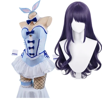 My Dress-Up Darling Kitagawa Marin Bunny, Косплей для девочек, Фиолетовый Парик, Комбинезон, Наряды на Хэллоуин, Карнавальный костюм для вечеринки, Униформа для девочек