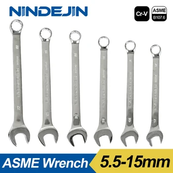 NINDEJIN 1 шт. гаечный ключ с открытым концом 5.5 6 7 8 9 10 11 12 13 14 комбинированный гаечный ключ 15 мм с шестигранной головкой для шестигранных гаек