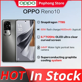 OPPO Reno 10,5 Г Мобильный телефон 6,7 дюймов 120 Гц OLED Гибкий Изогнутый Экран Snapdragon 778 Г Восьмиядерный 80 Вт SuperCharge NFC