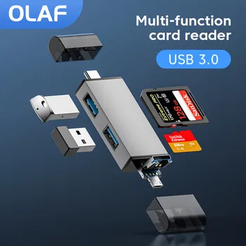 Olaf 7 в 1 Адаптер USB 3.0 для Type C OTG Micro USB SD FD Card Reader Флэш-накопитель Card Reader Type C 3.1 Для Мобильного Телефона ПК