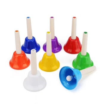 Orff 8 Нот, Красочный ручной колокольчик, Набор музыкальных инструментов, музыкальная игрушка для детей раннего возраста