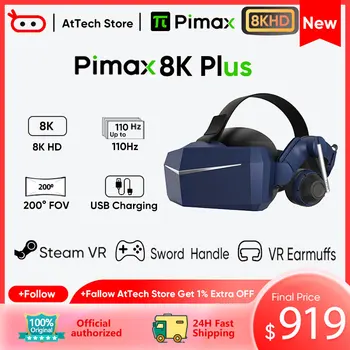 Pimax Vision 8K Plus VR Ультра прозрачная гарнитура Виртуальная реальность Потоковая игра Очки ручной контроллер слежения 3D стерео шлем Игры